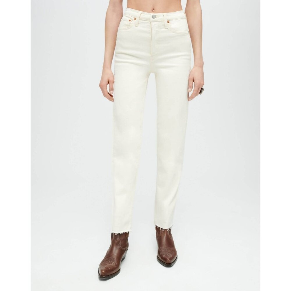 Re/Done Women's Cream Ankle & Cropped Jeans